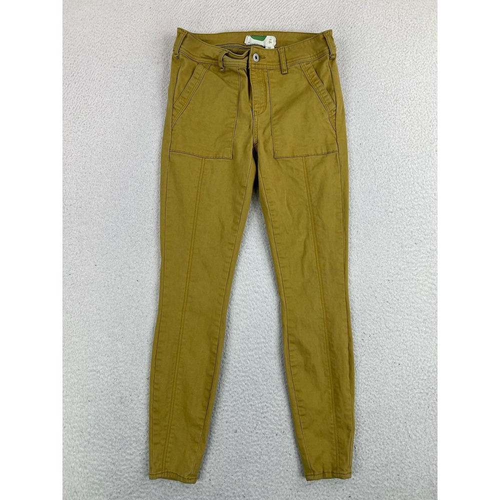 Anthropologie Pants Womens 26 Yellow Skinny Chino Patch Pocket Stretch Twill